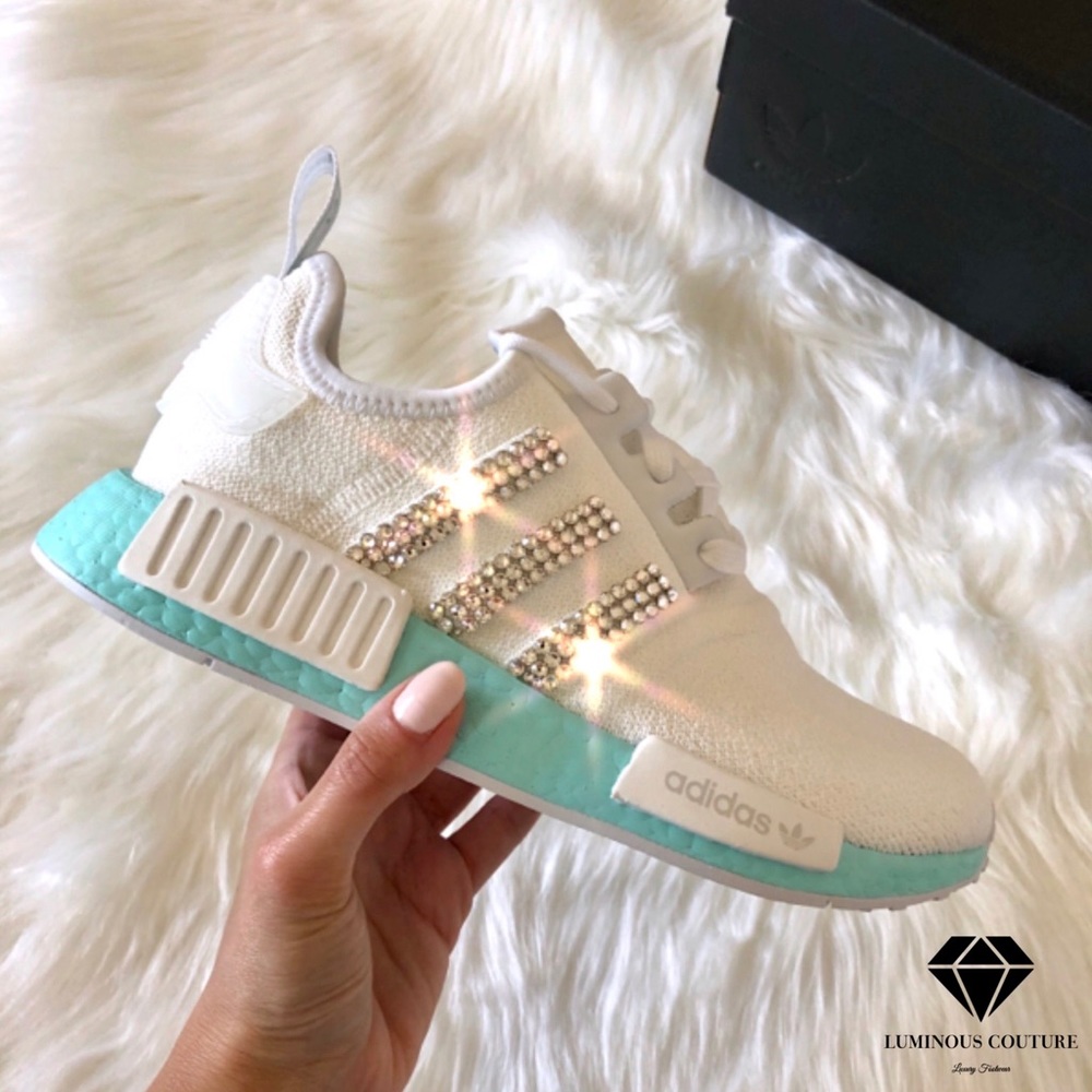 Swarovski® Adidas NMD Sneakers in White / Teal